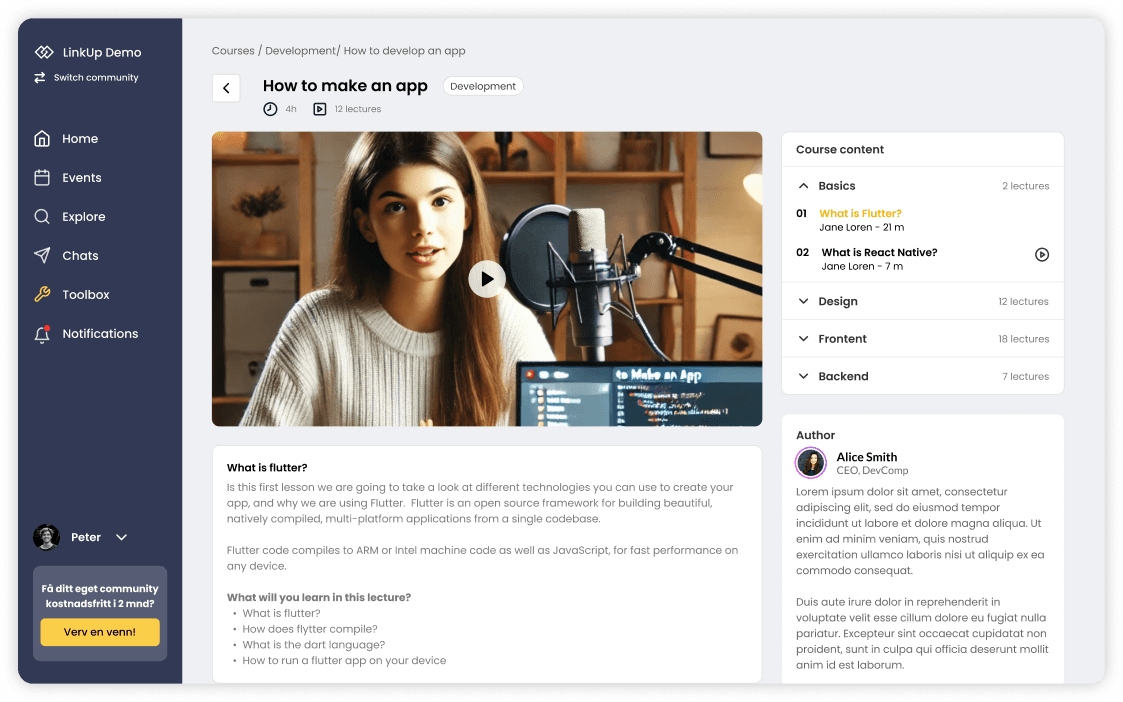 Kurs i LinkUp-webportalen