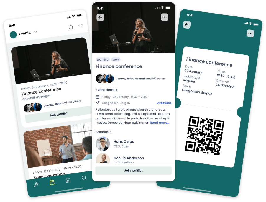 LinkUp-appen med arrangementer for en forening